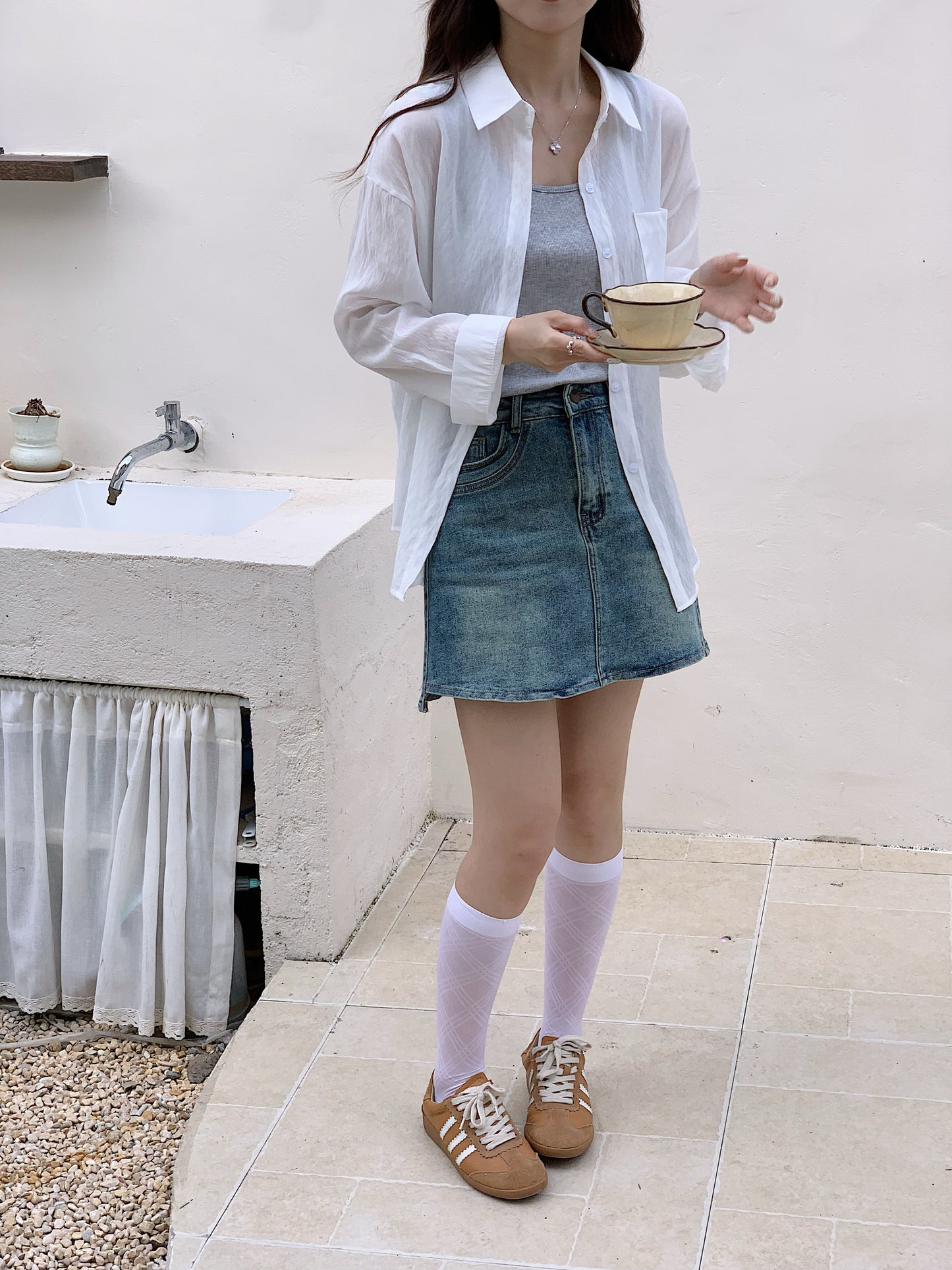 JOOJOO BLOUSE SET IN ORANGE/WHITE