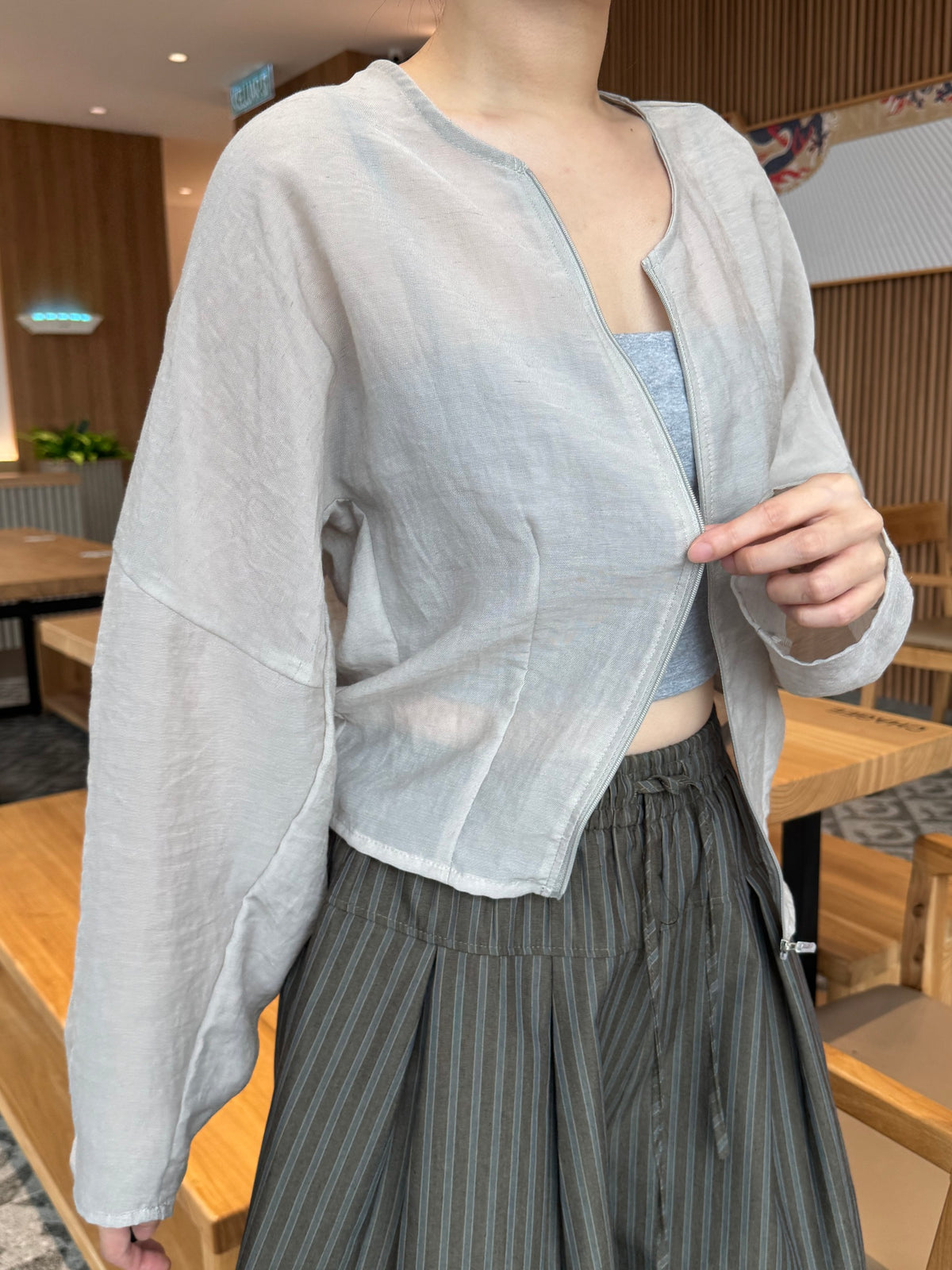 LINEN COTTON JACKET IN GREY