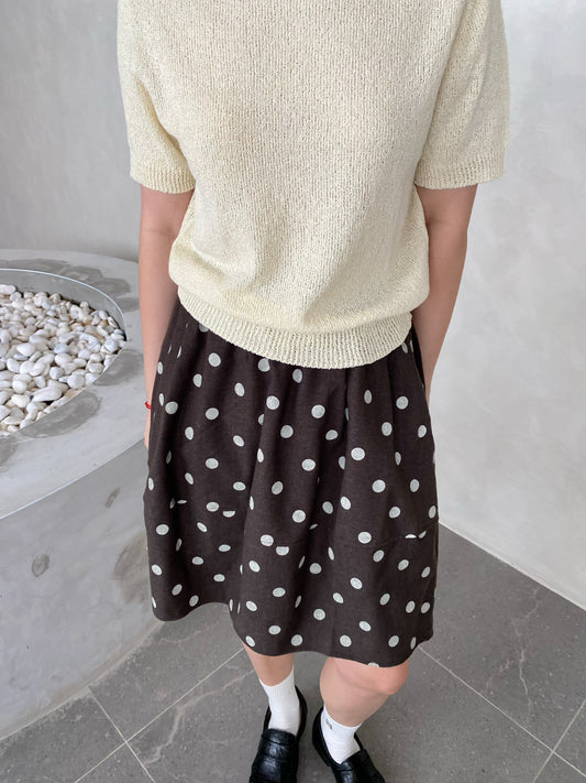 VINTAGE POLKA DOT SKIRT IN BROWN