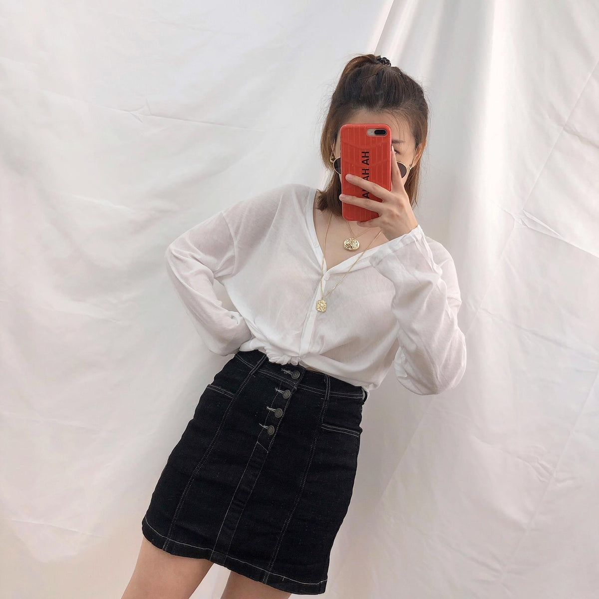 BLACK JEANS SKIRT