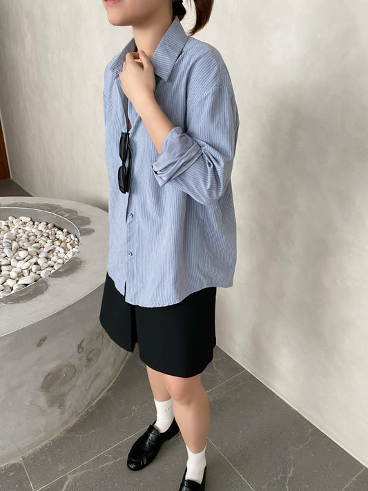 MARE BLOUSE TOP IN CREAM/BLUE