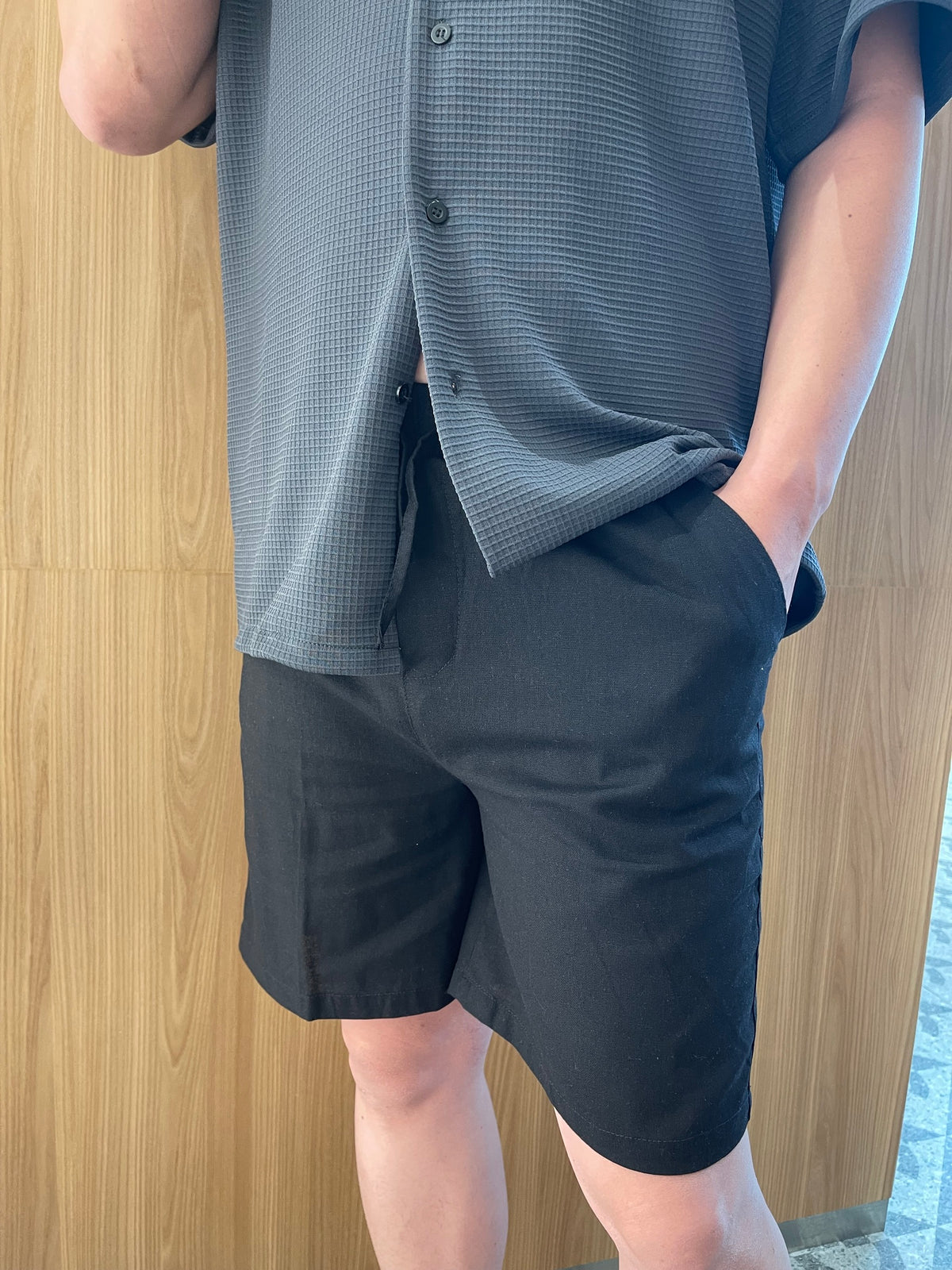 MEN - LINEN COTTON SHORT (ELASTIC WAIST)
