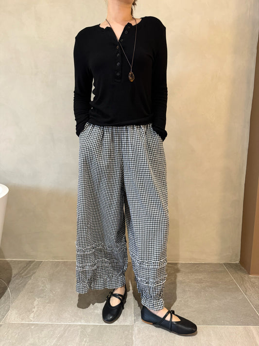 PLAID B&W TROUSERS PANTS