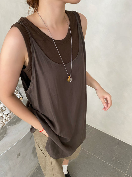 MIMI SINGLET SET (2 IN 1) IN BROWN