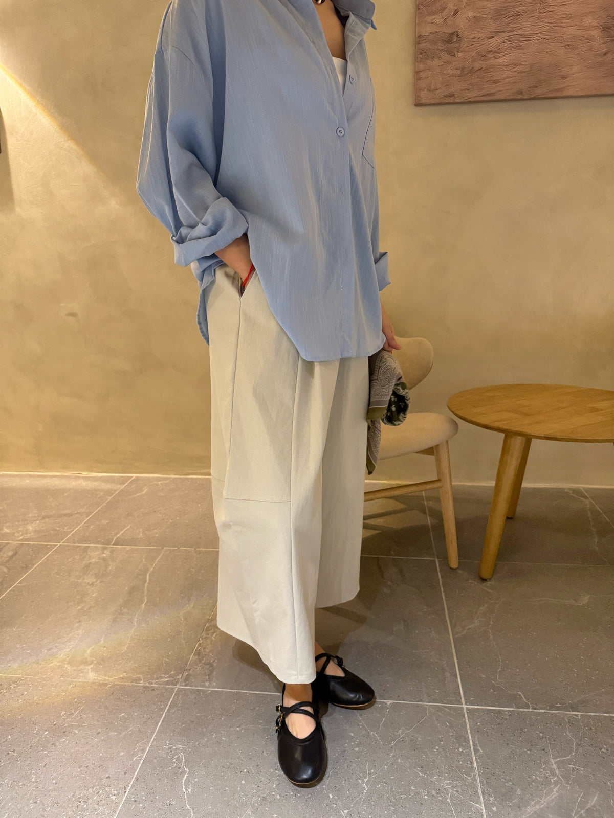 KELLY TROUSER IN BLACK/TEA WHITE