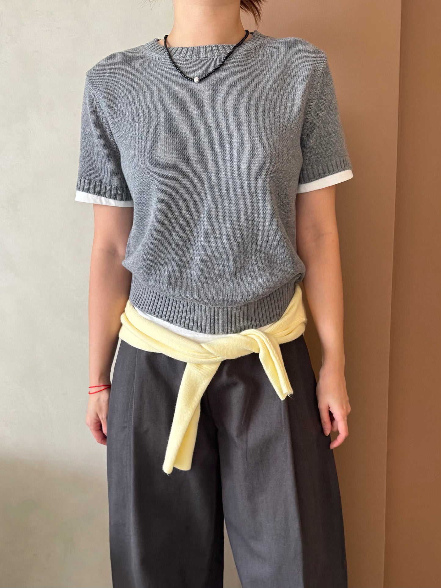 JAMES KNIT TOP IN RED/GREY/NAVYBLUE