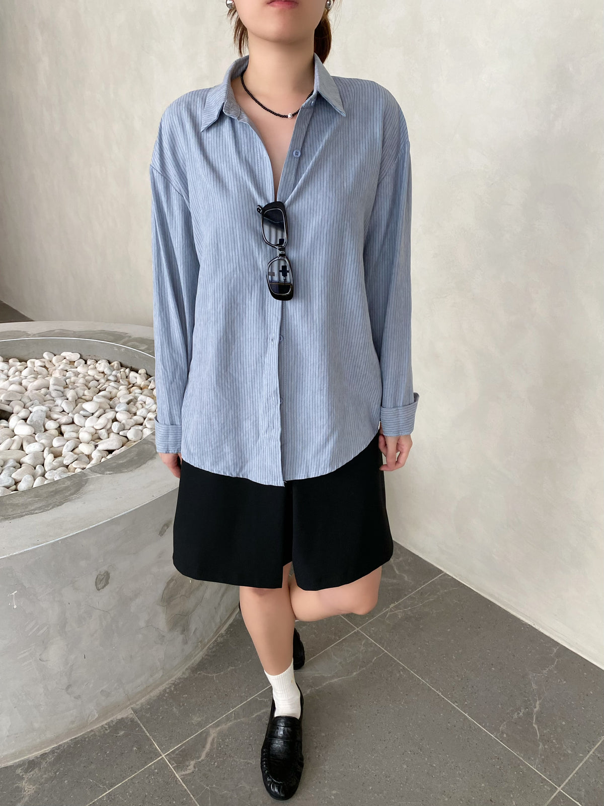 MARE BLOUSE TOP IN CREAM/BLUE