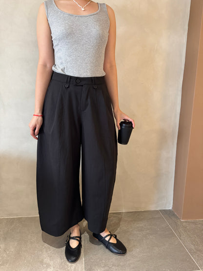 DENNIS BARREL TROUSERS IN BLACK/BROWN