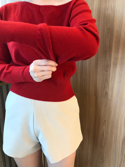 OFF SHOULDER TOP IN RED/GREY