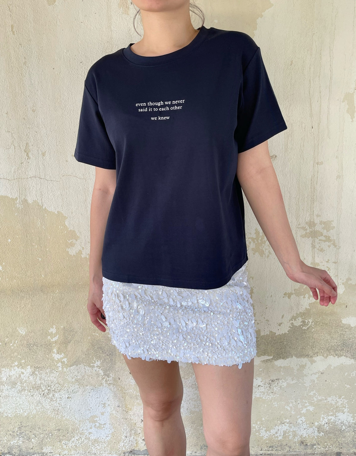 WE KNEW T-SHIRT TEE IN WHITE/GREY/NAVY/DARK GREY