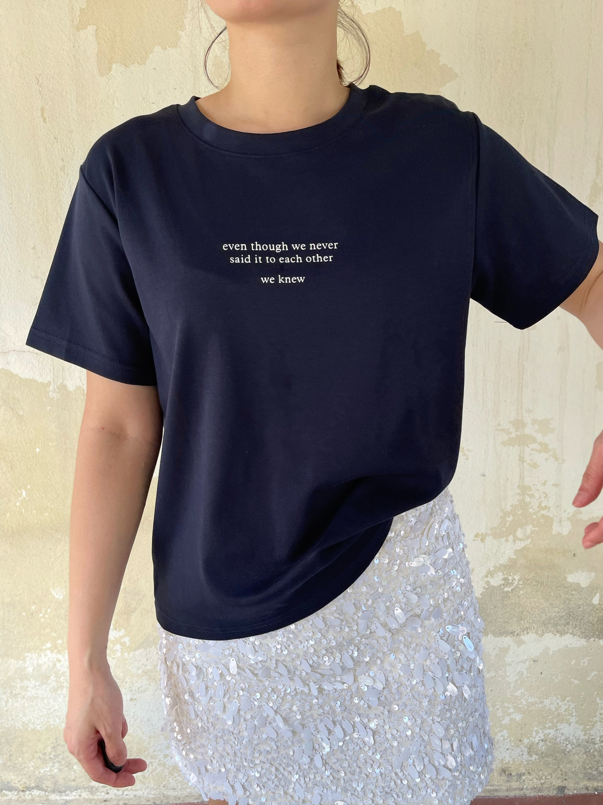 WE KNEW T-SHIRT TEE IN WHITE/GREY/NAVY/DARK GREY