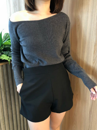 OFF SHOULDER TOP IN RED/GREY