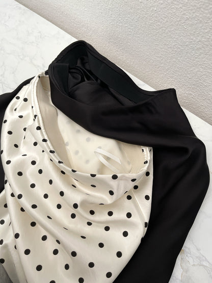 2LAYER SATIN SKIRT IN POLKA DOT/BLACK