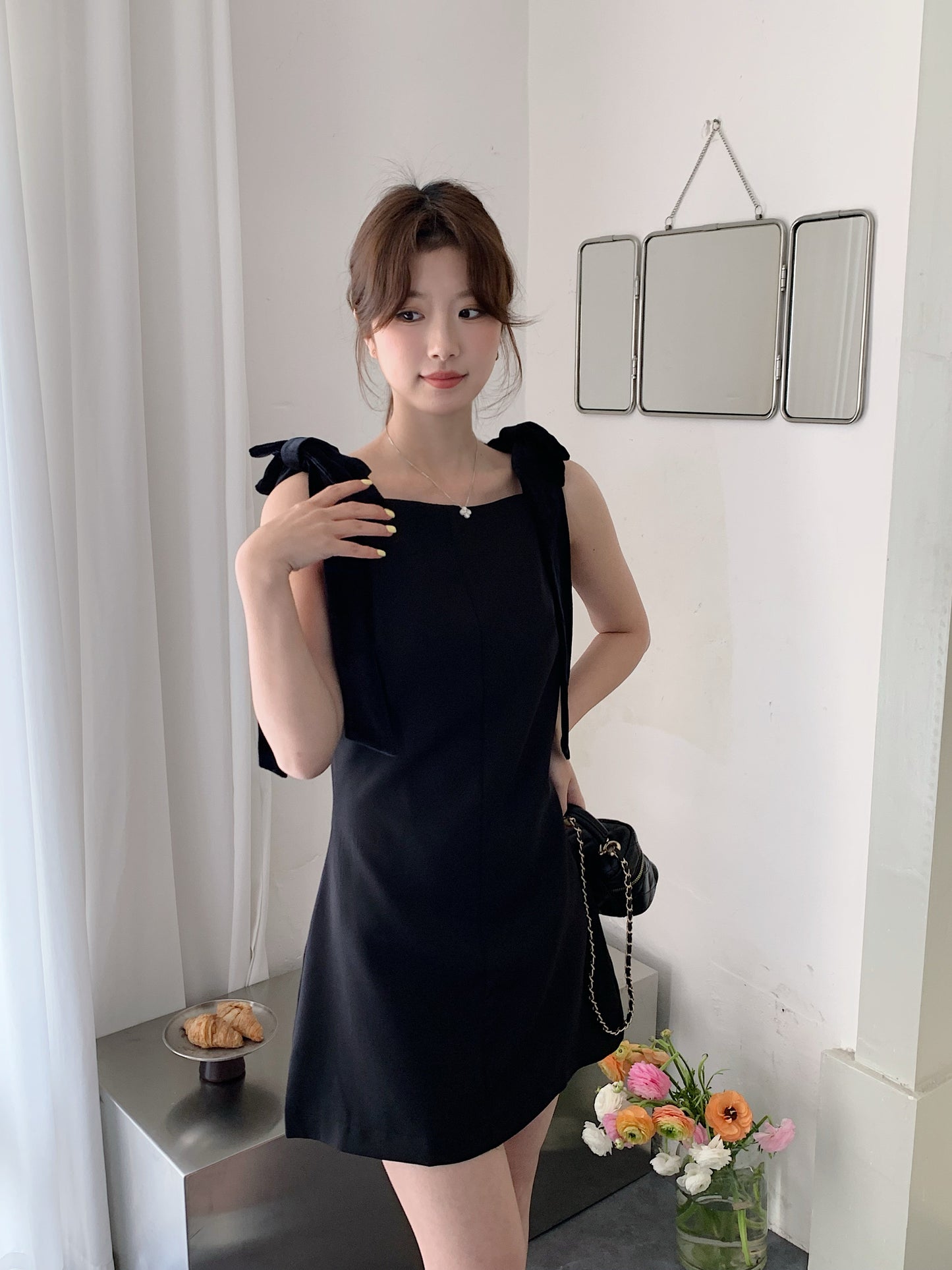 LUCY BLACK RIBBON DRESS
