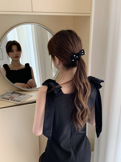 LUCY BLACK RIBBON DRESS