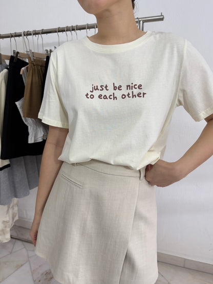 JUST BE NICE TEE IN BEIGE