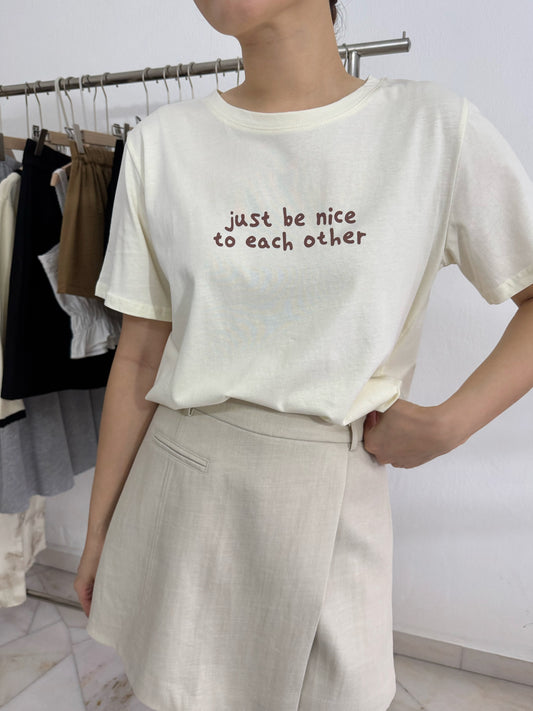 JUST BE NICE TEE IN BEIGE