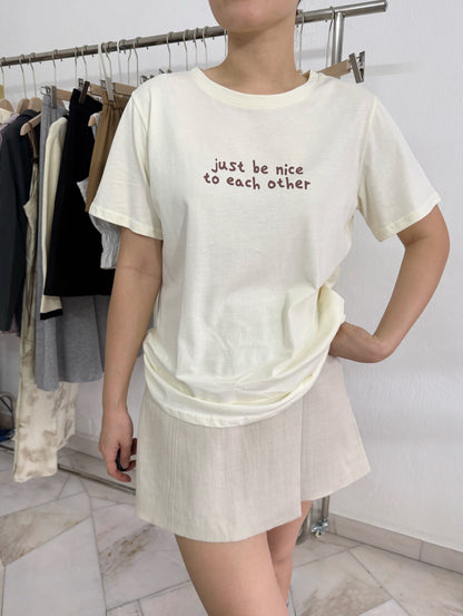 JUST BE NICE TEE IN BEIGE