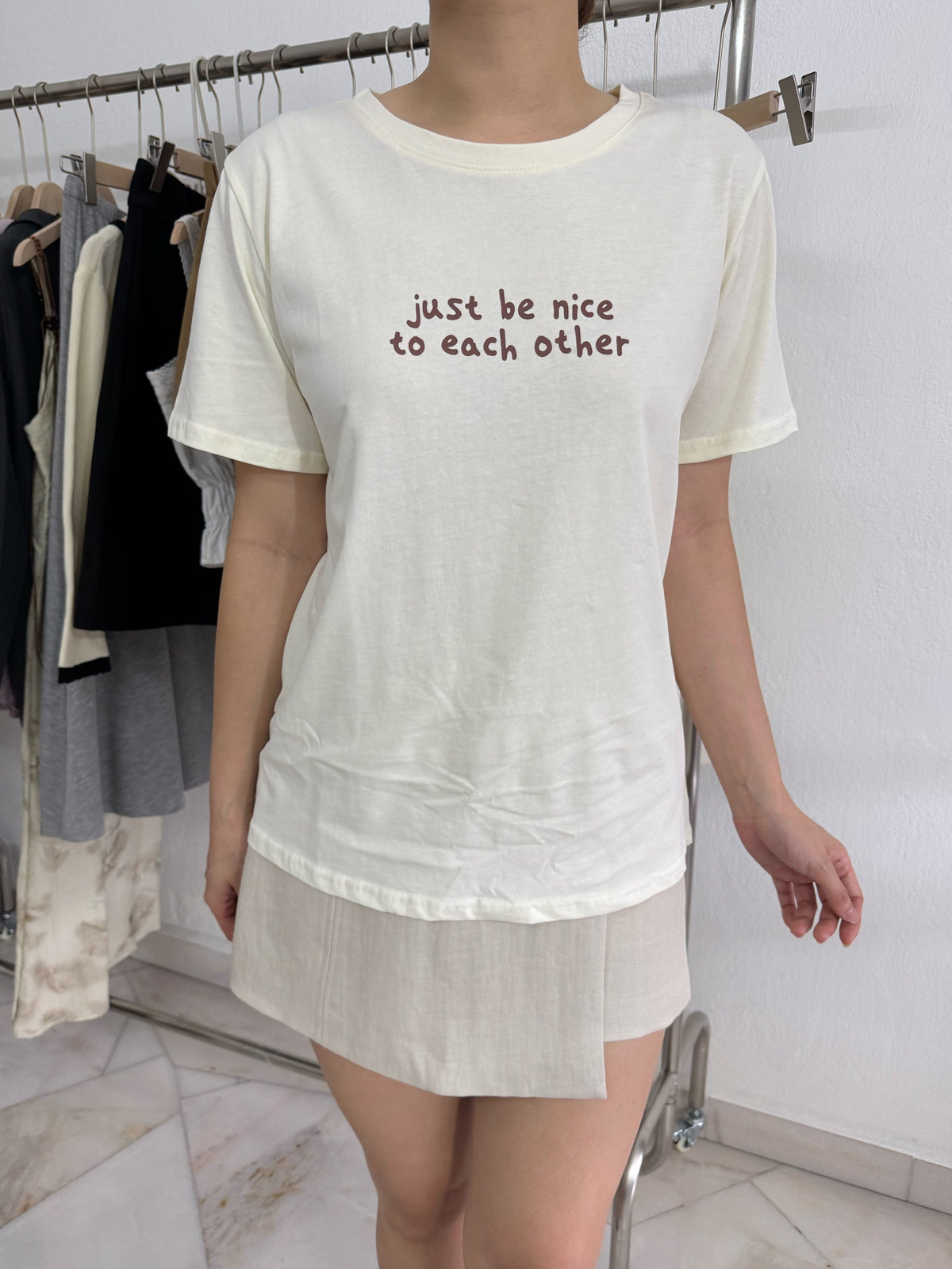 JUST BE NICE TEE IN BEIGE