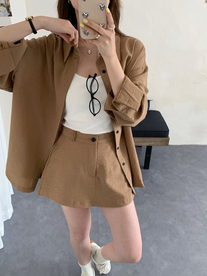 WINNIE SET (BLOUSE+SKIRT) IN KHAKI/BLACK