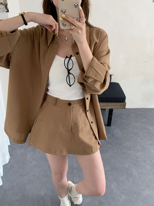 WINNIE SET (BLOUSE+SKIRT) IN KHAKI/BLACK