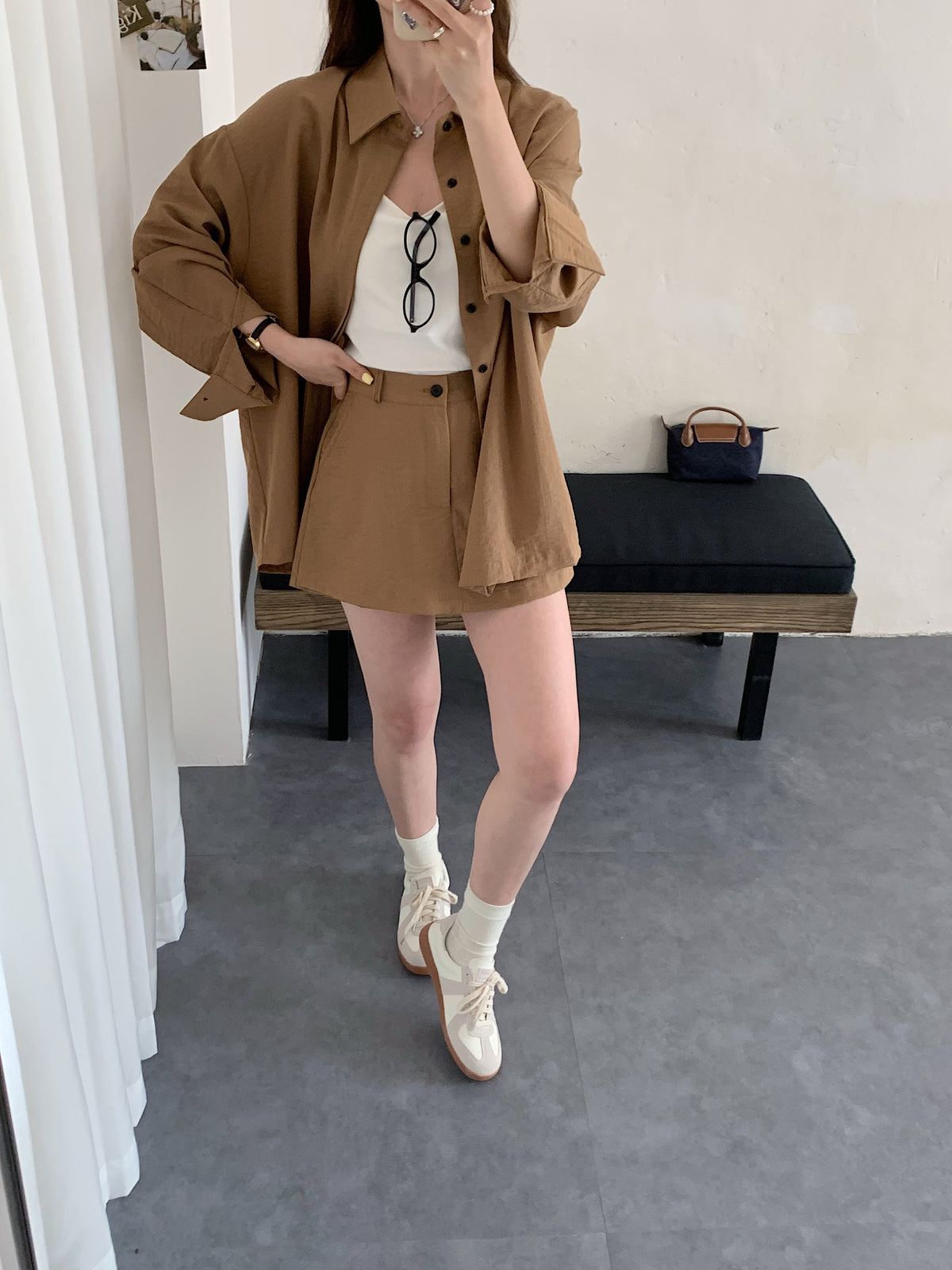 WINNIE SET (BLOUSE+SKIRT) IN KHAKI/BLACK