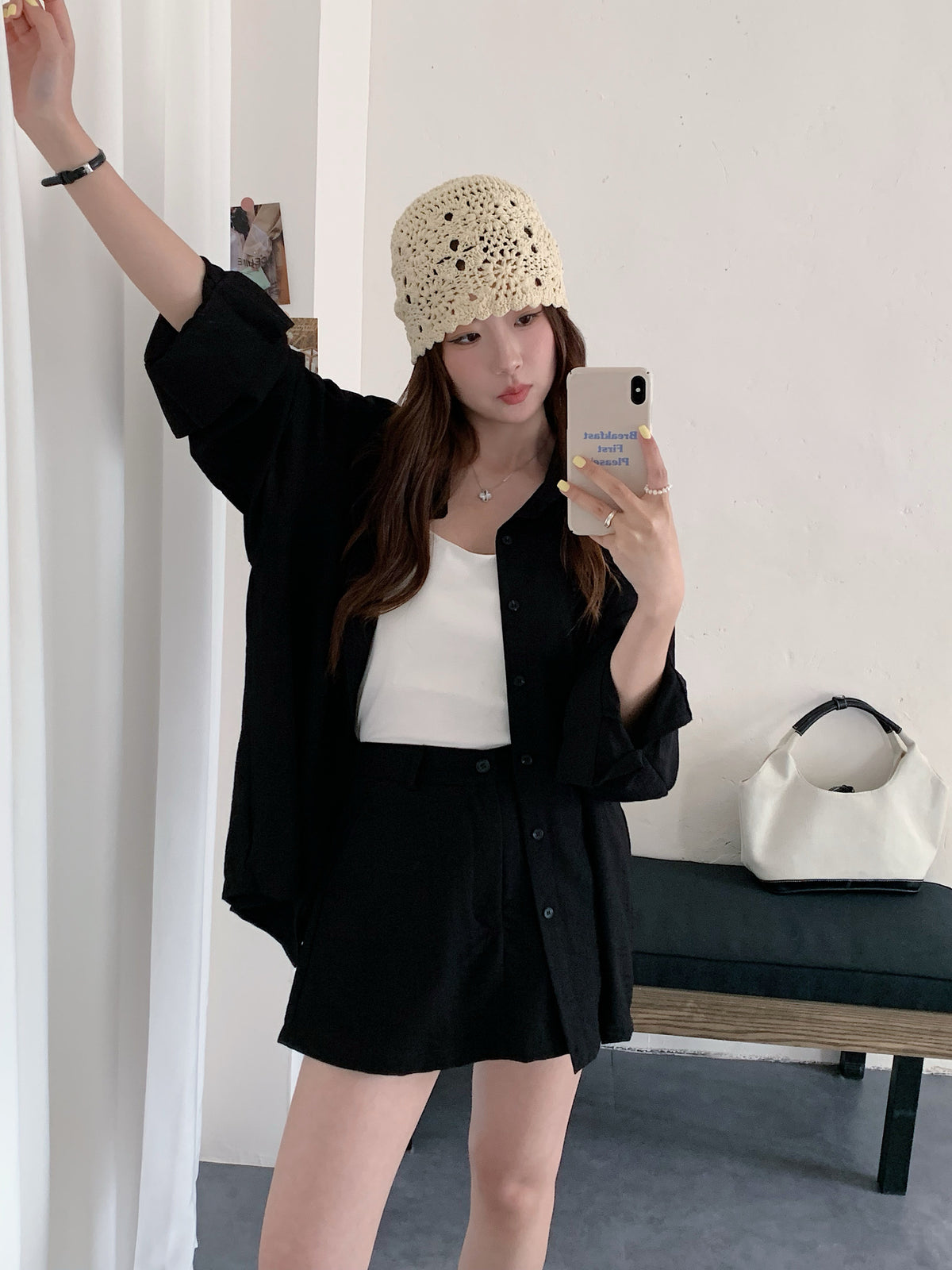 WINNIE SET (BLOUSE+SKIRT) IN KHAKI/BLACK