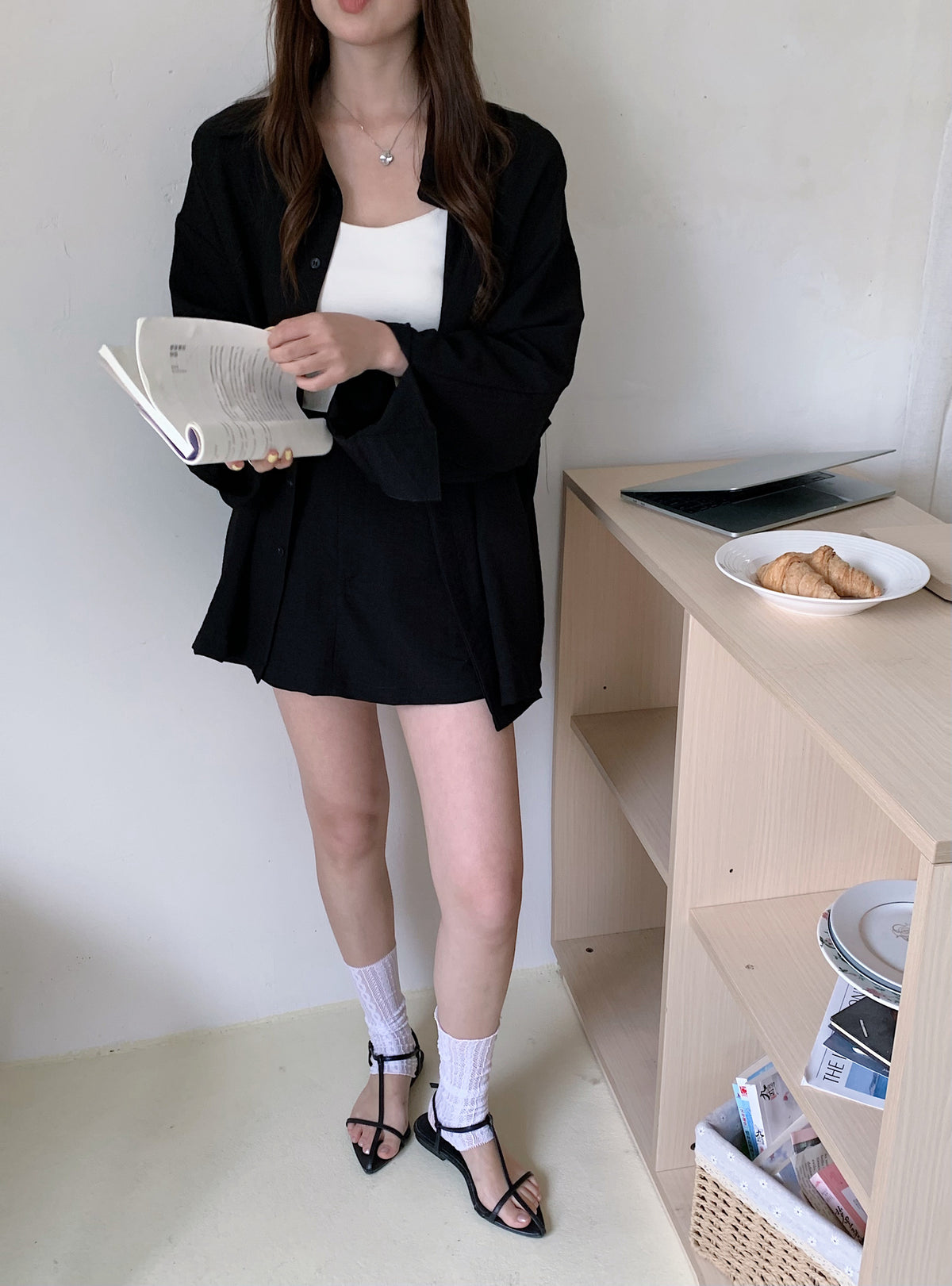 WINNIE SET (BLOUSE+SKIRT) IN KHAKI/BLACK