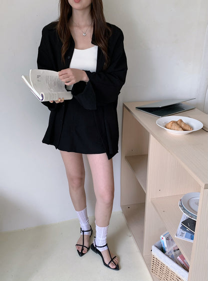 WINNIE SET (BLOUSE+SKIRT) IN KHAKI/BLACK