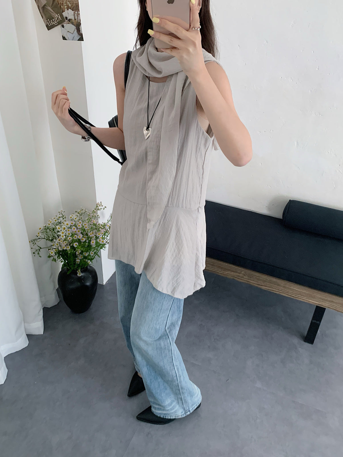 FENDY GREY SINGLET TOP