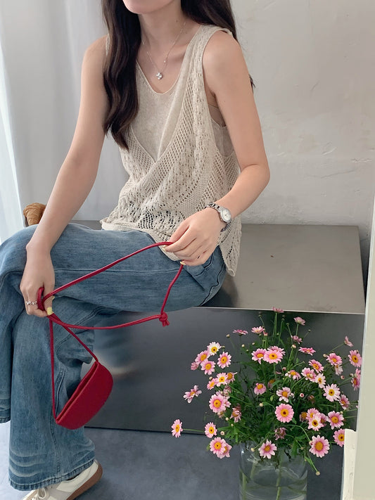 KNIT TOP SET IN BEIGE