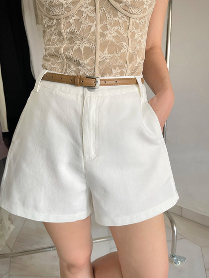 PAT HIGH WAIST SHORT IN KHAKI/WHITE