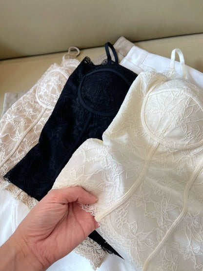BLISS SINGLET BRA TOP IN CREAM/KHAKI/BLACK