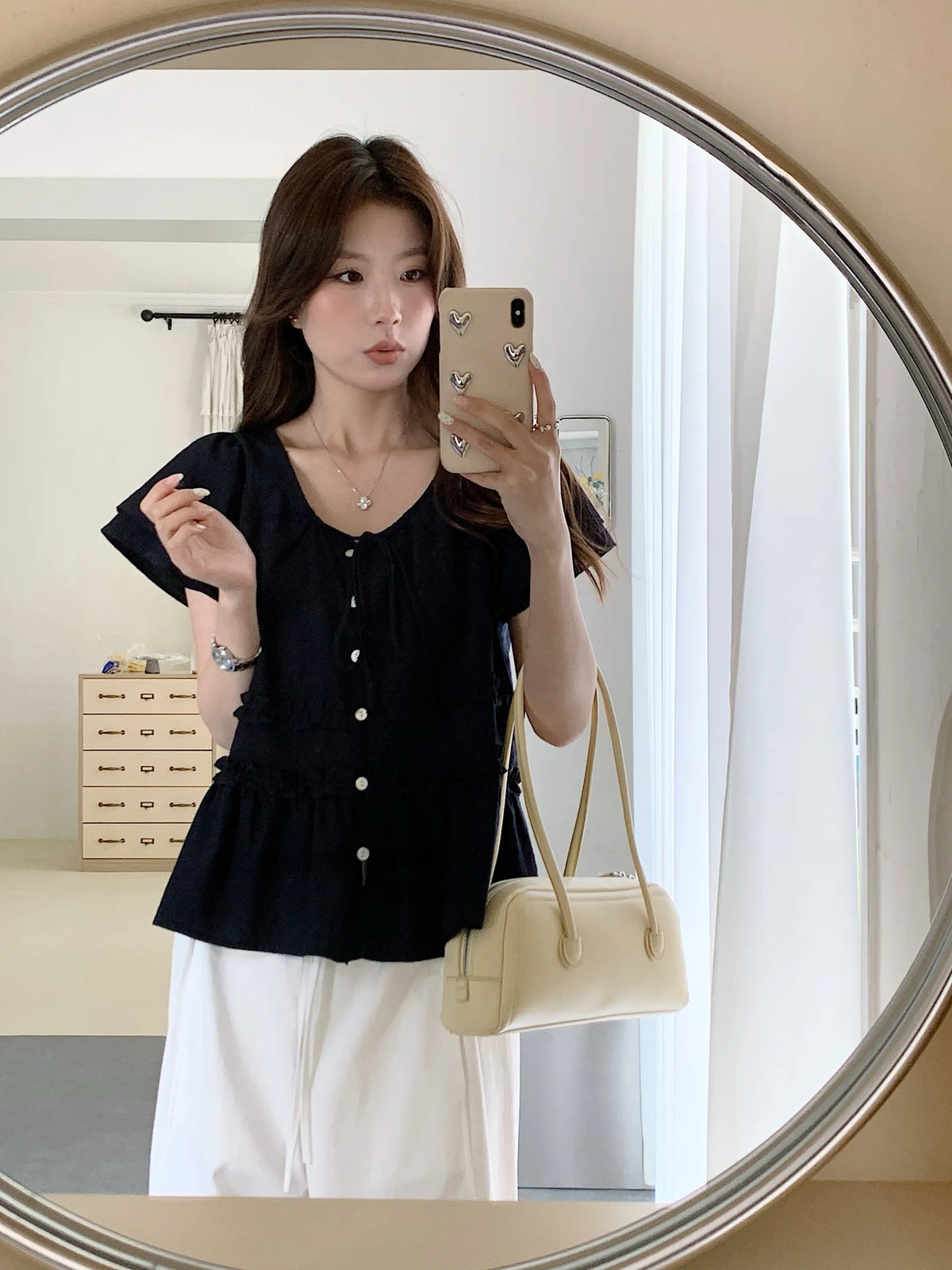 WAWA BASIC BLOUSE TOP IN NAVYBLUE/PURPLE