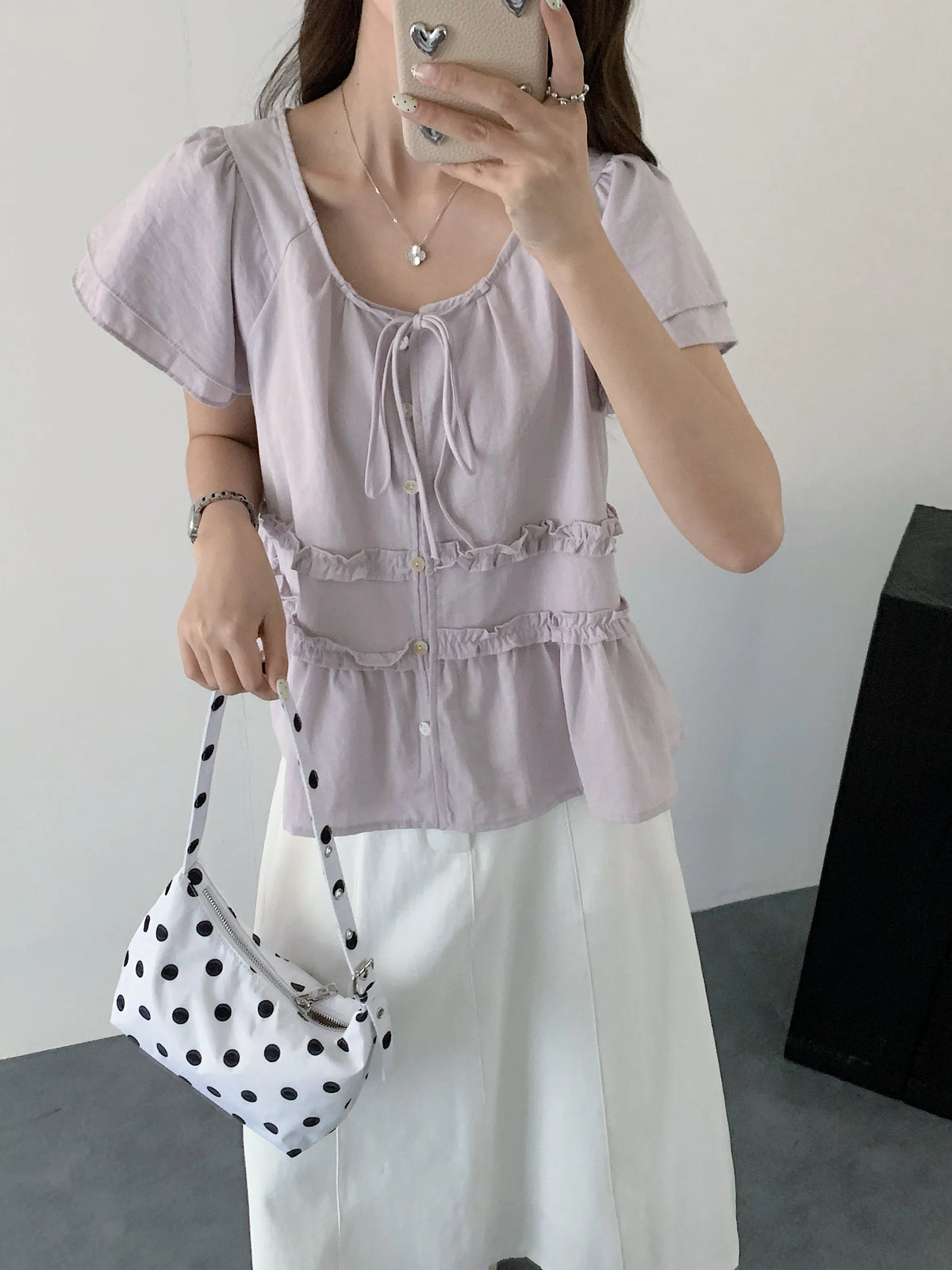 WAWA BASIC BLOUSE TOP IN NAVYBLUE/PURPLE
