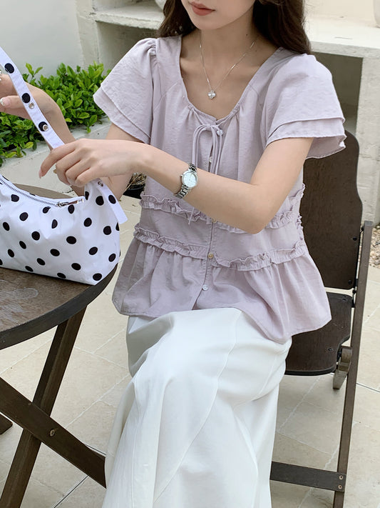 WAWA BASIC BLOUSE TOP IN NAVYBLUE/PURPLE