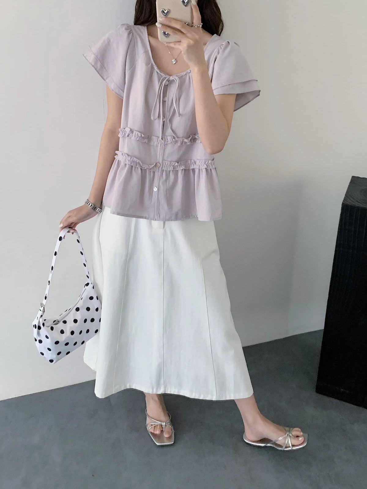 WAWA BASIC BLOUSE TOP IN NAVYBLUE/PURPLE