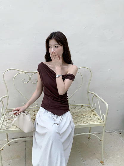 BROWN COTTON BASIC TOP