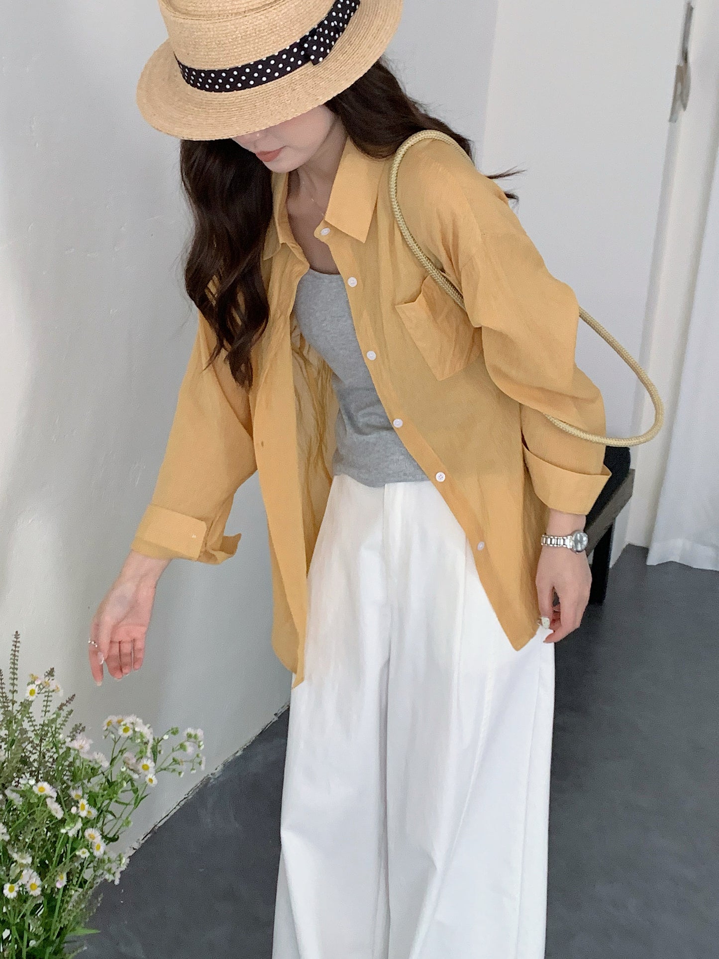 JOOJOO BLOUSE SET IN ORANGE/WHITE