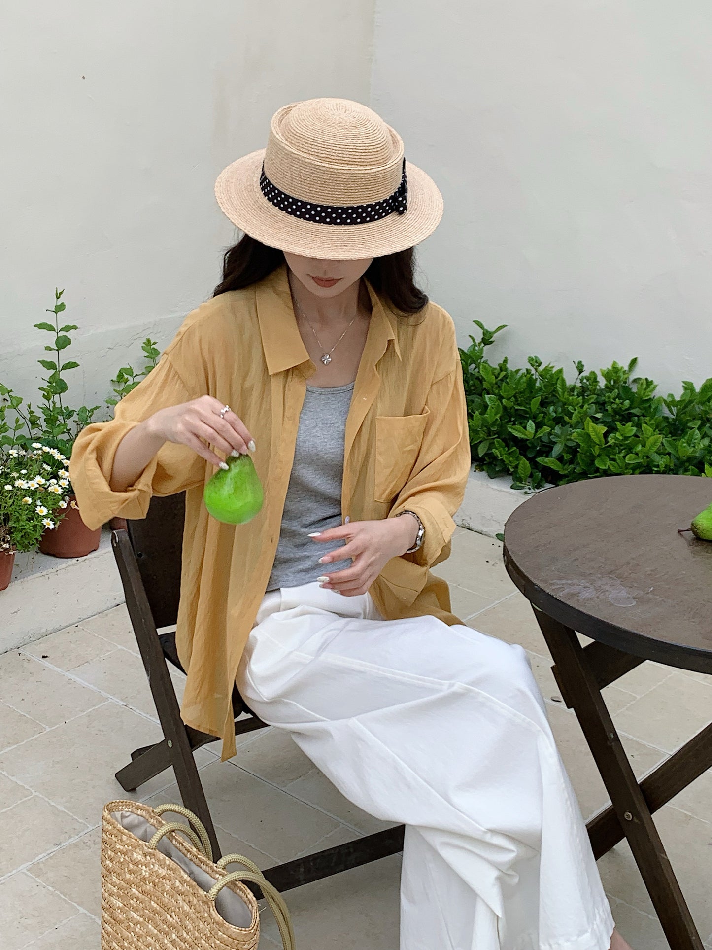 JOOJOO BLOUSE SET IN ORANGE/WHITE