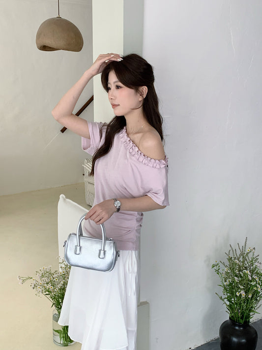 MOCHI COTTON TOP IN BLACK/PURPLE