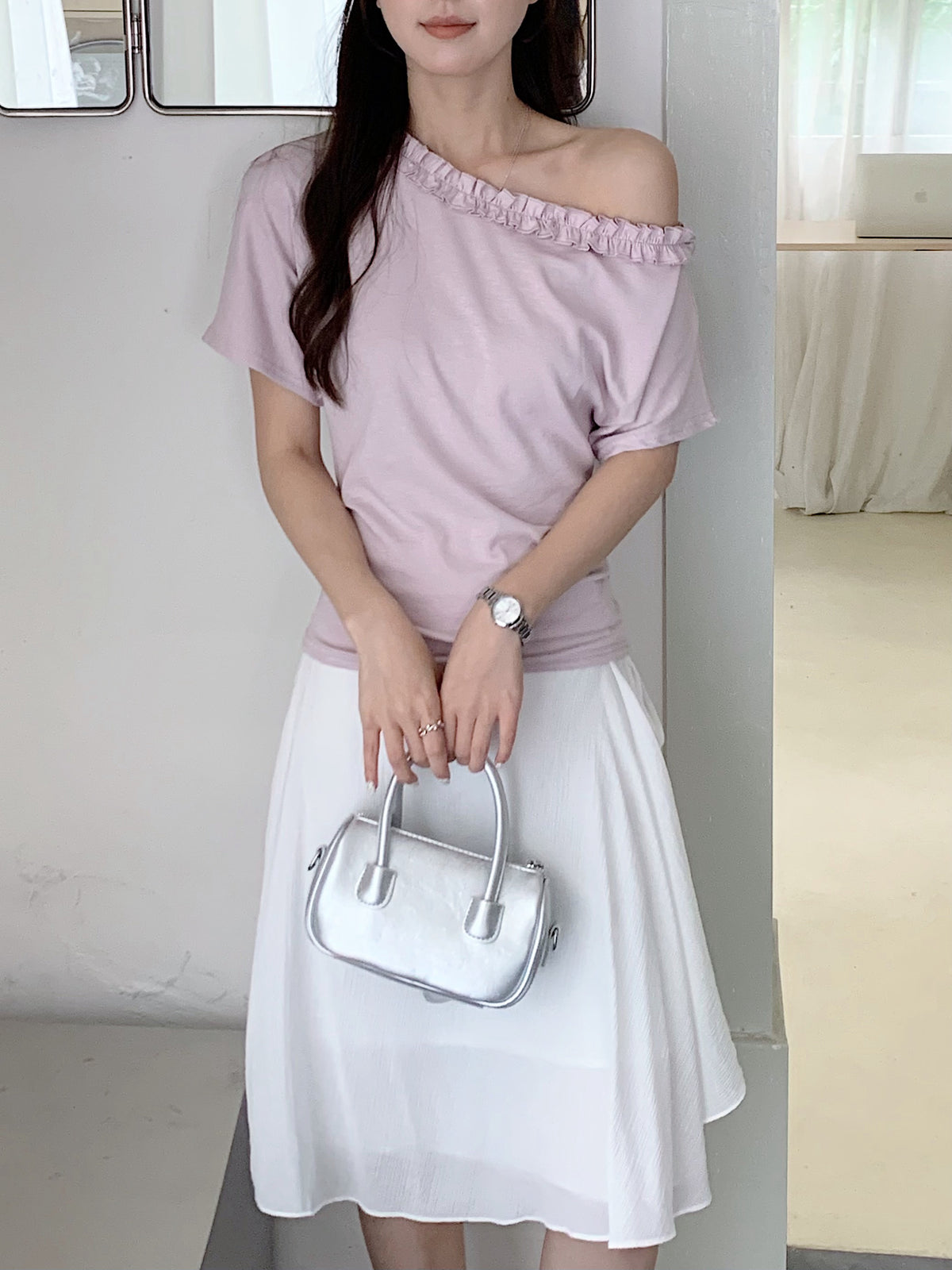 MOCHI COTTON TOP IN BLACK/PURPLE
