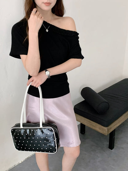 MOCHI COTTON TOP IN BLACK/PURPLE