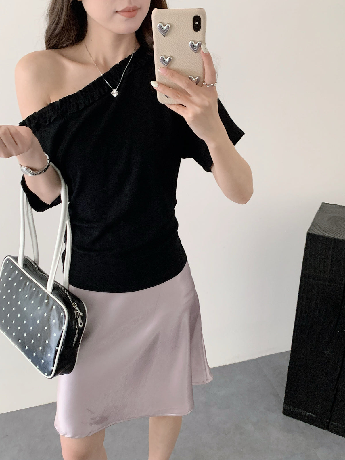 MOCHI COTTON TOP IN BLACK/PURPLE