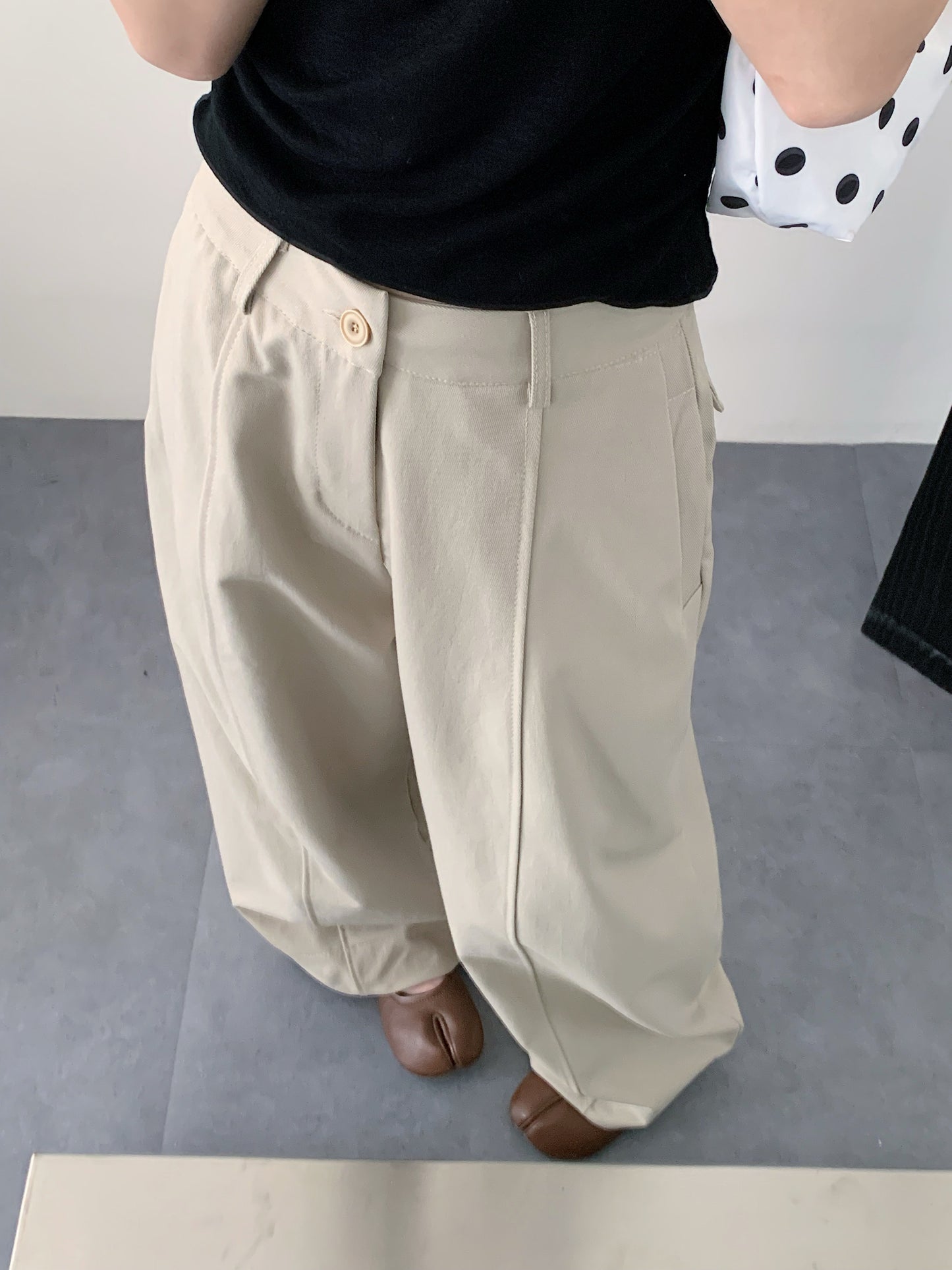 DAD BAGGY TROUSERS IN WHITE/BEIGE