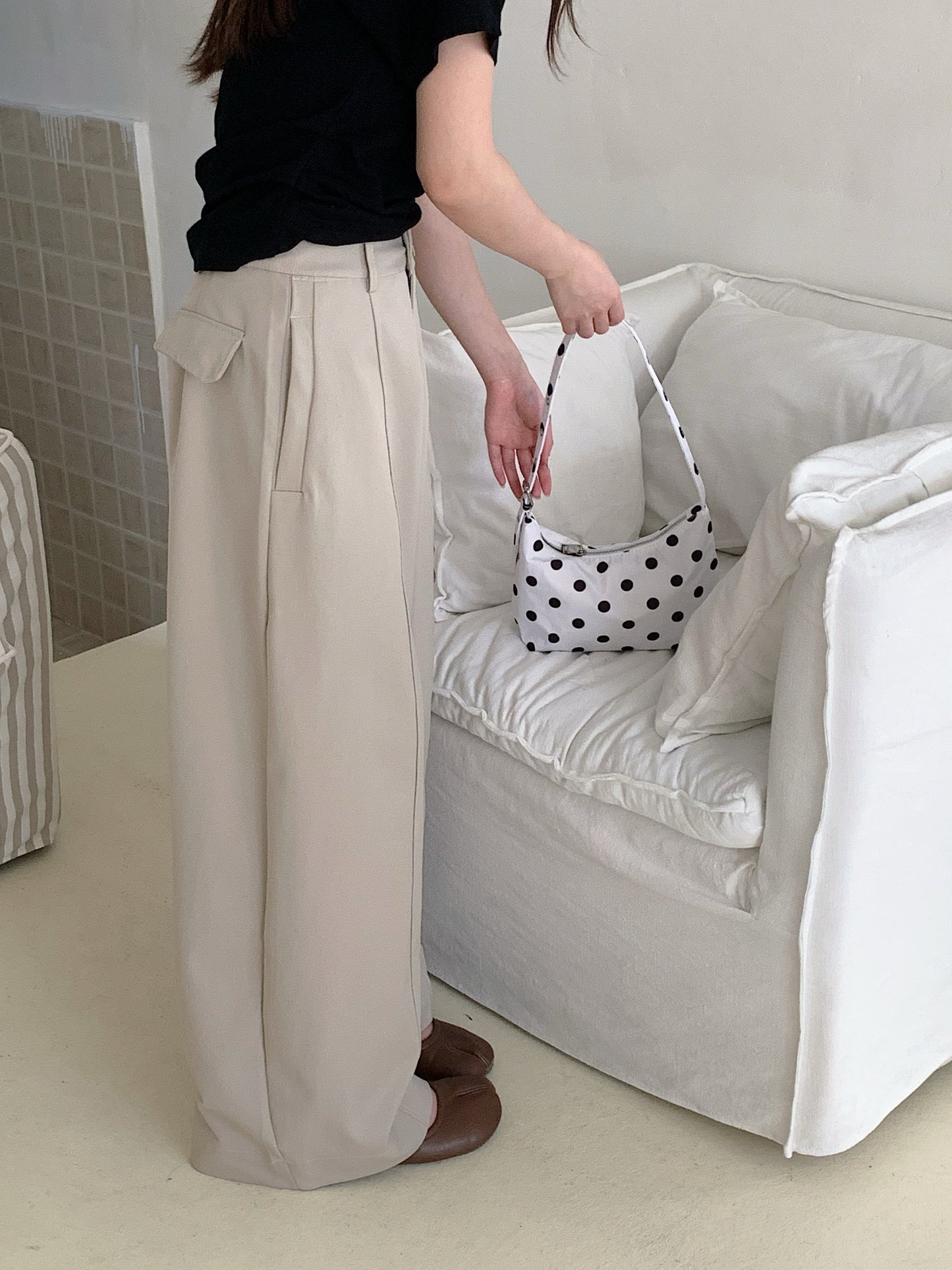 DAD BAGGY TROUSERS IN WHITE/BEIGE