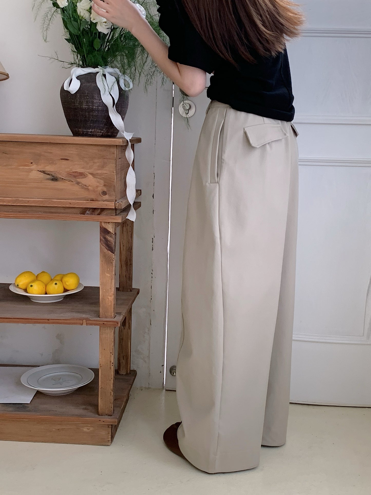 DAD BAGGY TROUSERS IN WHITE/BEIGE