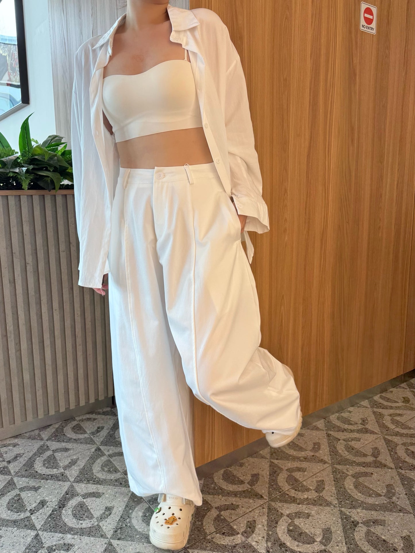 DAD BAGGY TROUSERS IN WHITE/BEIGE