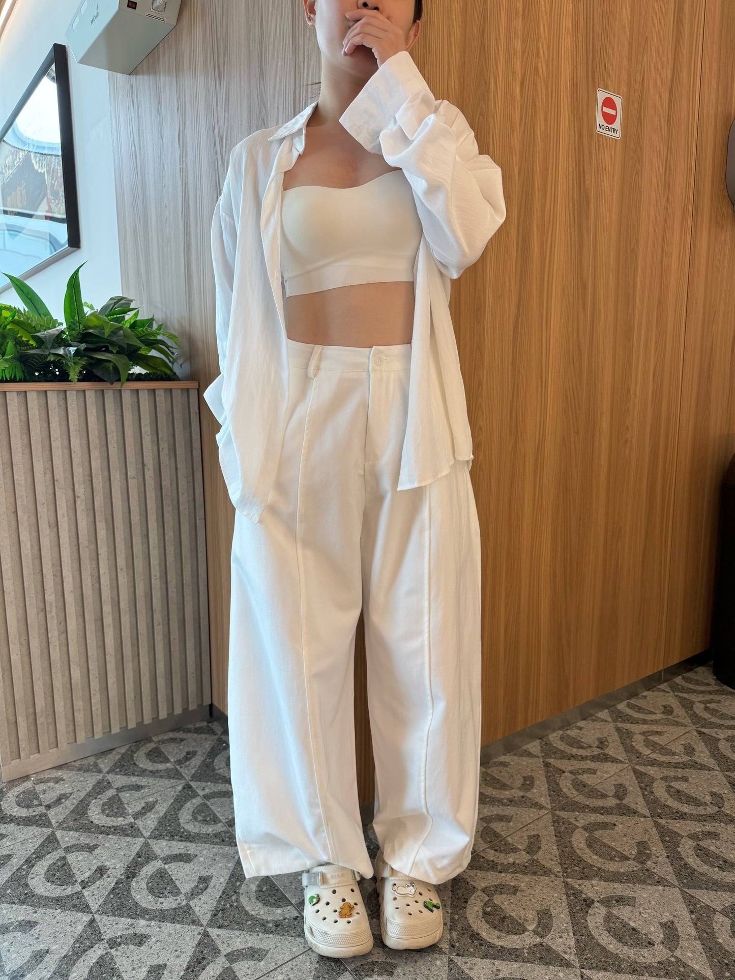 DAD BAGGY TROUSERS IN WHITE/BEIGE
