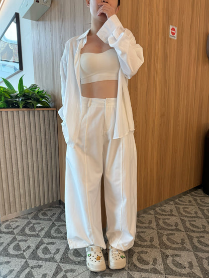 DAD BAGGY TROUSERS IN WHITE/BEIGE